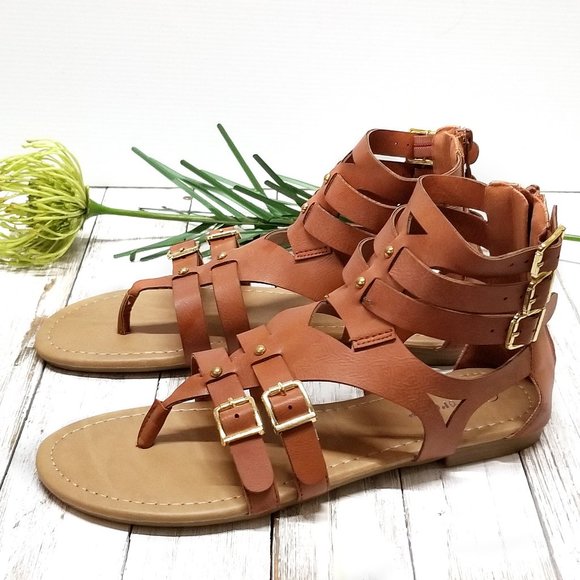 Women's Tan Gladiator Sandals - Picture 1 of 5